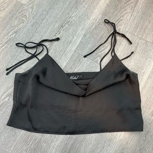 Urban Outfitters Black Satin Crop Top
